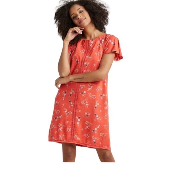 ModCloth Coral Whimsical Wildflowers Shift Dress Size M - Picture 11 of 16